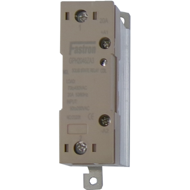 GPH2048ZA3, Solid State Contactor SSR, Single Phase 90-280VAC Control, 20A, 70-480VAC Load, Din Rail Mount GPH2048ZA3, Solid State Contactor SSR, Single Phase 90-280VAC Control, 20A, 70-480VAC Load, Din Rail Mount